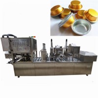 鋁箔盒裝寵物貓罐頭灌裝封口機(jī) 喵喵醬鮮肉泥全自動(dòng)灌裝封盒機(jī)